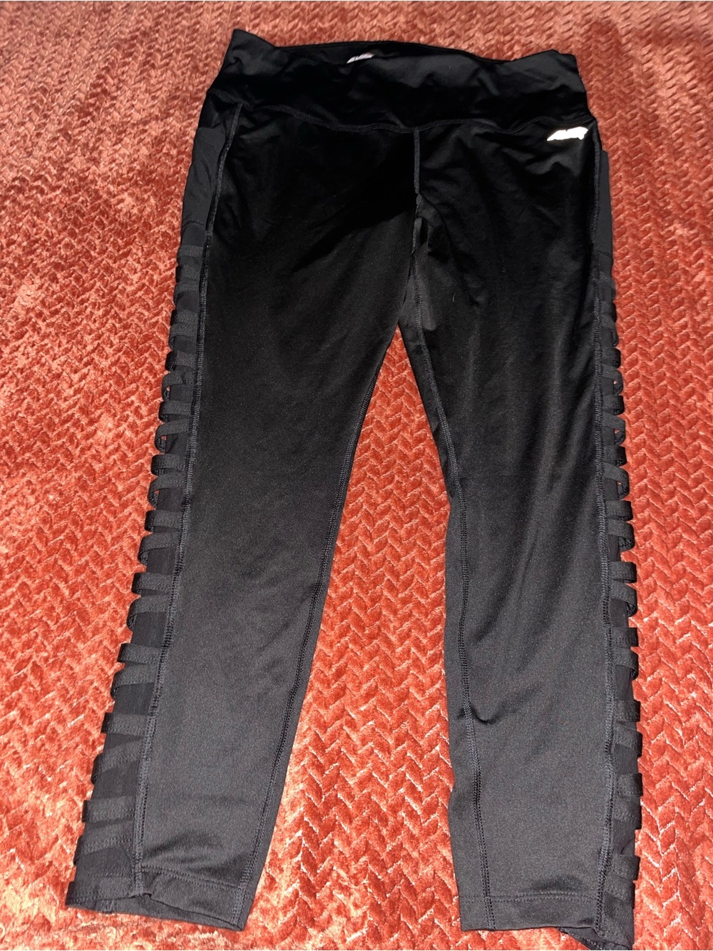 Avia Black Womens Leggings with Ladder Side Detail
